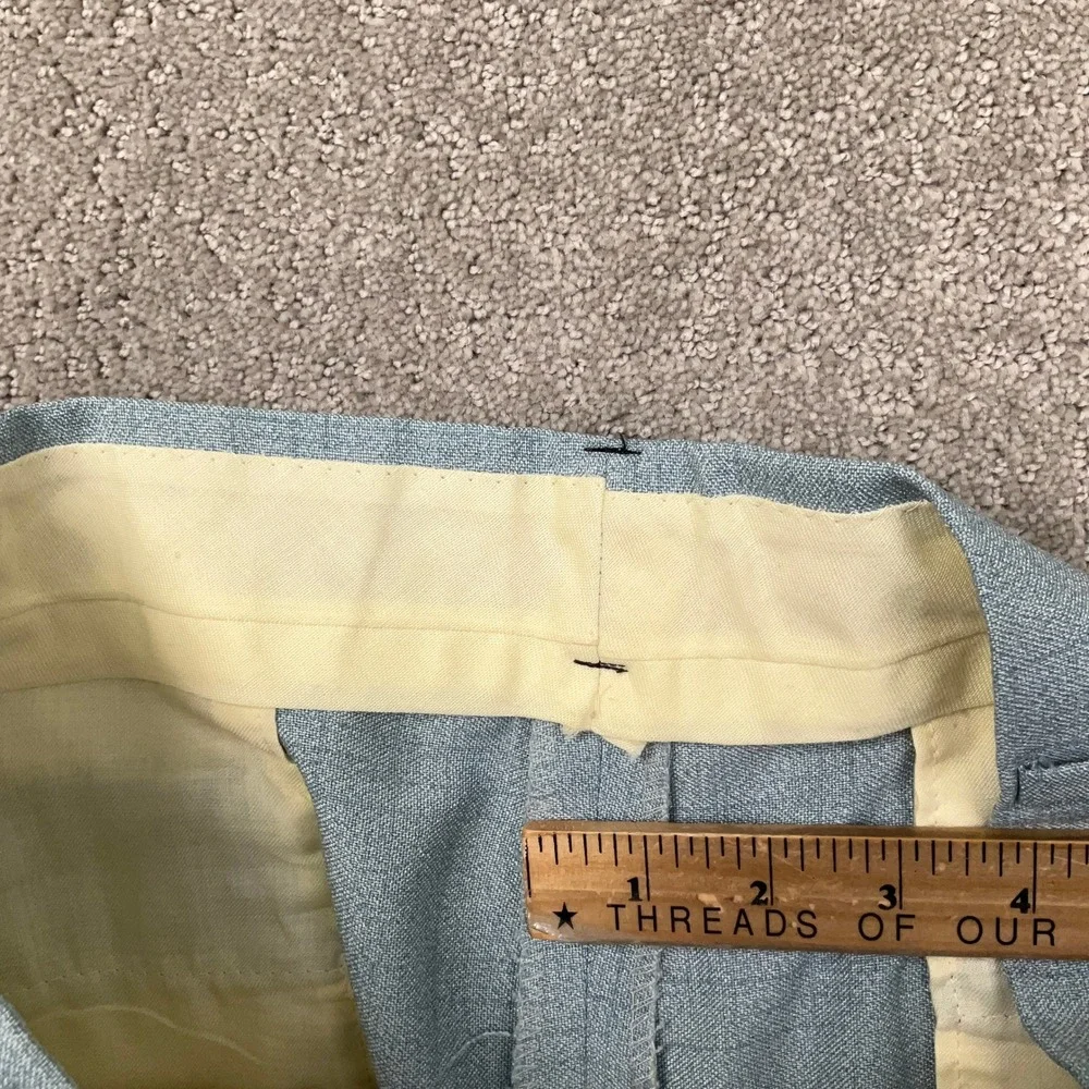 Johnny Carson Suit Mens 41R 35W 31L Light Blue Windowpane 70s Style Retro Kitsch